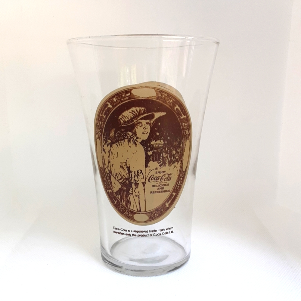 Vintage Coca-Cola Flared Beverage Glass Girl With Hat Soda Fountain Collectibles